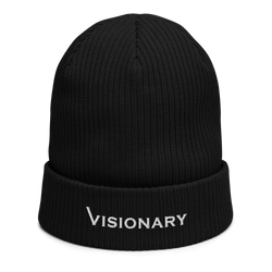 Black Organic Cotton Ribbed Visionary Beanie