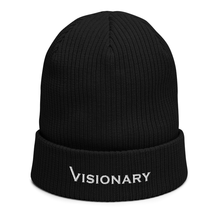 Black Organic Cotton Ribbed Visionary Beanie