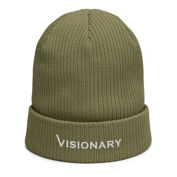 Olive Green Organic Cotton Ribbed Visionary Beanie